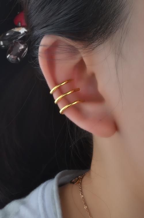 Bông tai kẹp vành cá tính 3 vòng