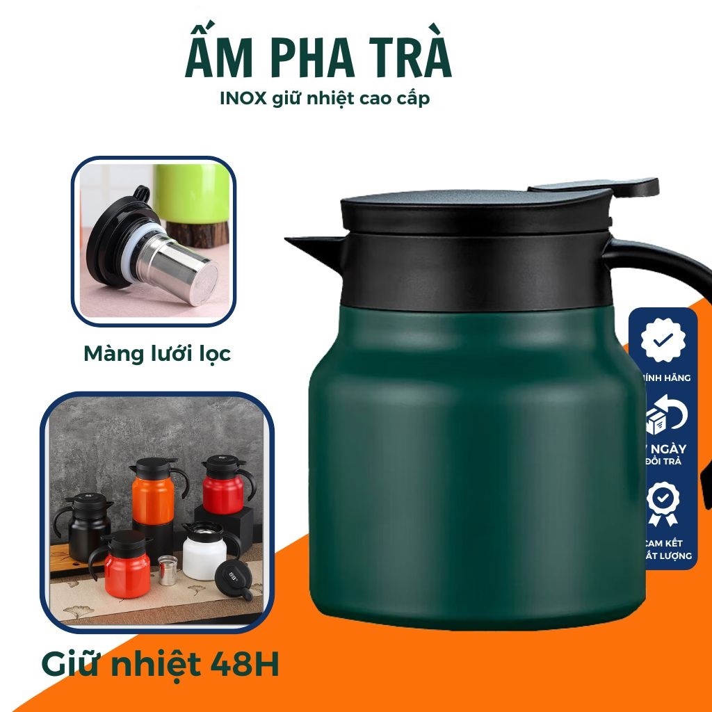 Ấm Pha Trà Giữ Nhiệt Inox 316 Dung Tích 1000ml Hàng Cao Cấp, Phích Giữ Nhiệt Nước Nóng, Lạnh Có Lọc Tiện Dụng, bình, bình giữ nhiệt, bình giữ nóng lạnh, bình mini, bình 800ml, ấm pha trà ,ấm pha trà nóng lạnh, ấm nước