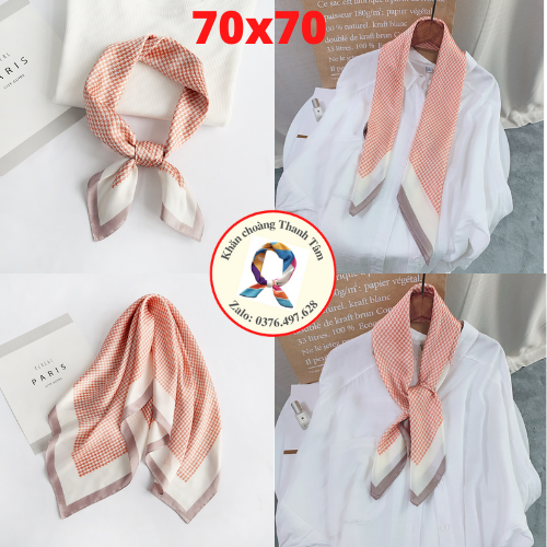 Khăn Lụa Vuông 70cm Quàng Cổ Quấn Tóc Làm Áo Yếm Lụa- Caro xinh