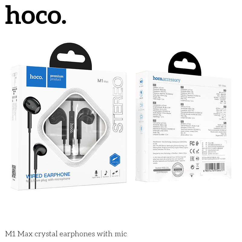 Tai nghe nhét tai Hoco M1 Max cổng 3.5 (màu Random) - Nhất Tín Computer