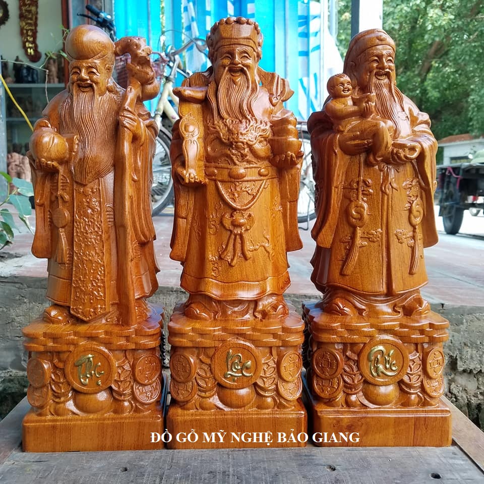 Tượng tam đa gỗ hương cao 40 cm