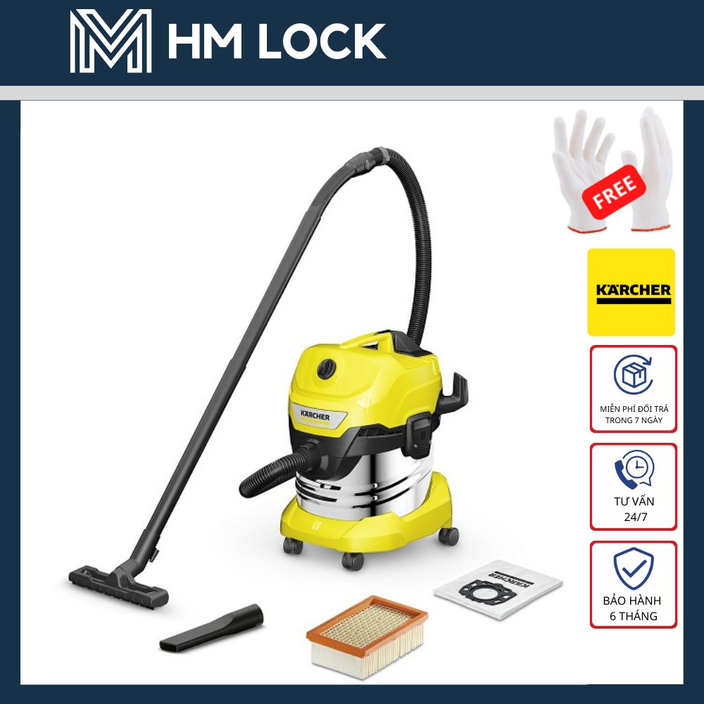 Máy hút bụi khô/ ướt 1000w karcher wd 4s - hàng chính hãng