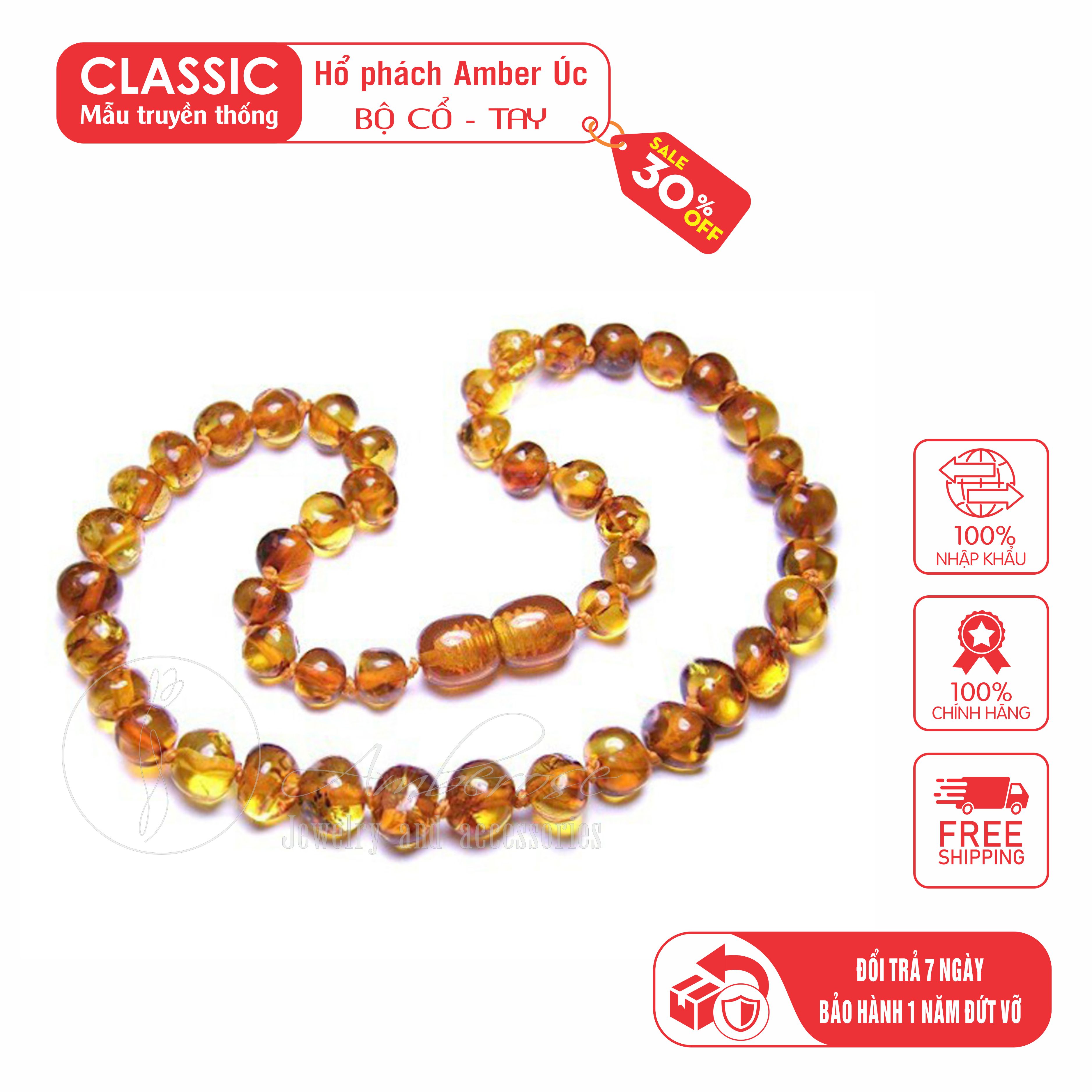 Vòng cổ hổ phách amber úc cho bé từ 0-10 tuổi vcm4msan