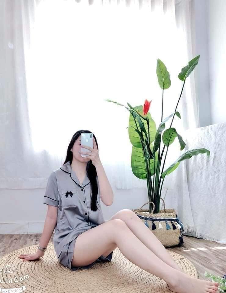 [HCM]Đồ bộ pizama đùi nơ chất phi lụa vải mềm mịn tay