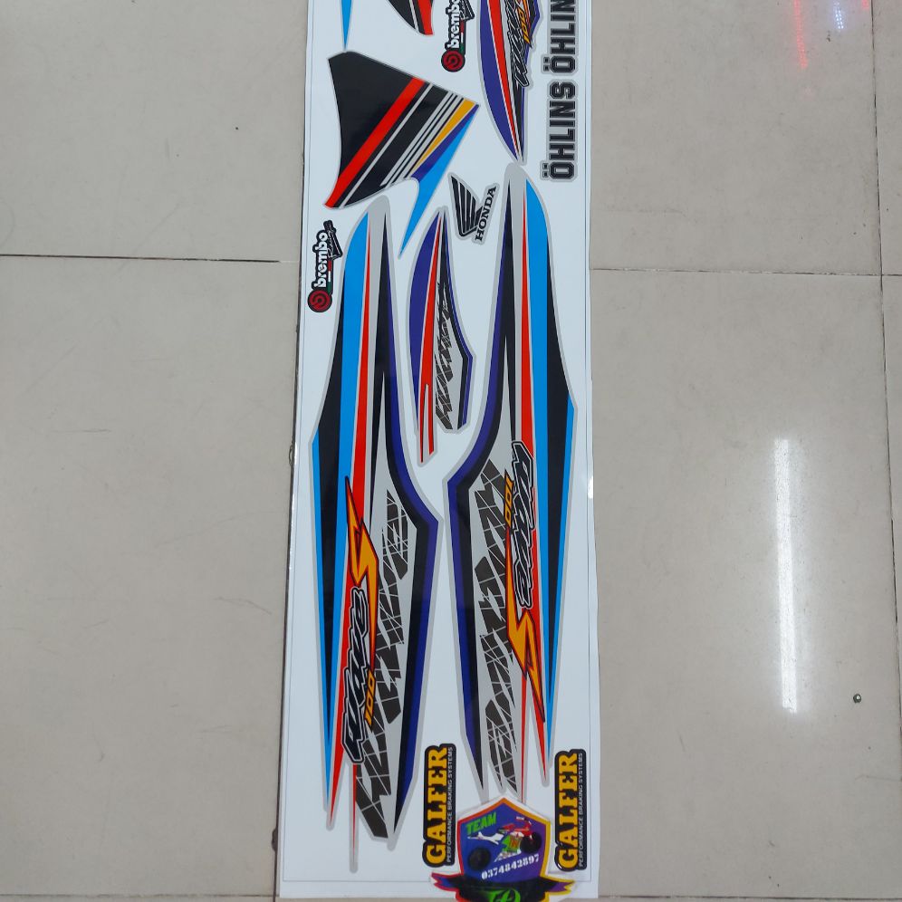 [HCM]Tem xe wave 100  tem rời cao cấp dán xe bạc