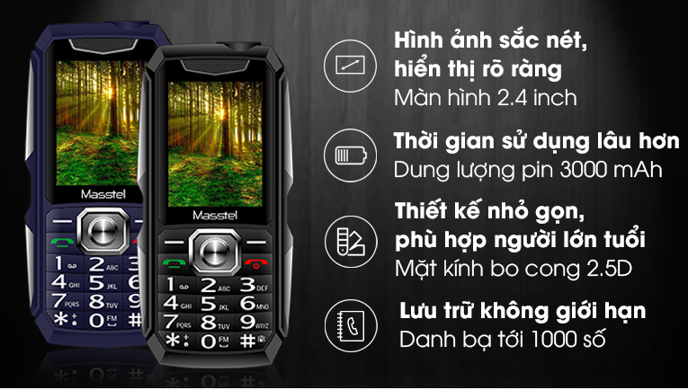 Điện thoại Masstel Play 50 (chính hãng-bảo hành 12 tháng)