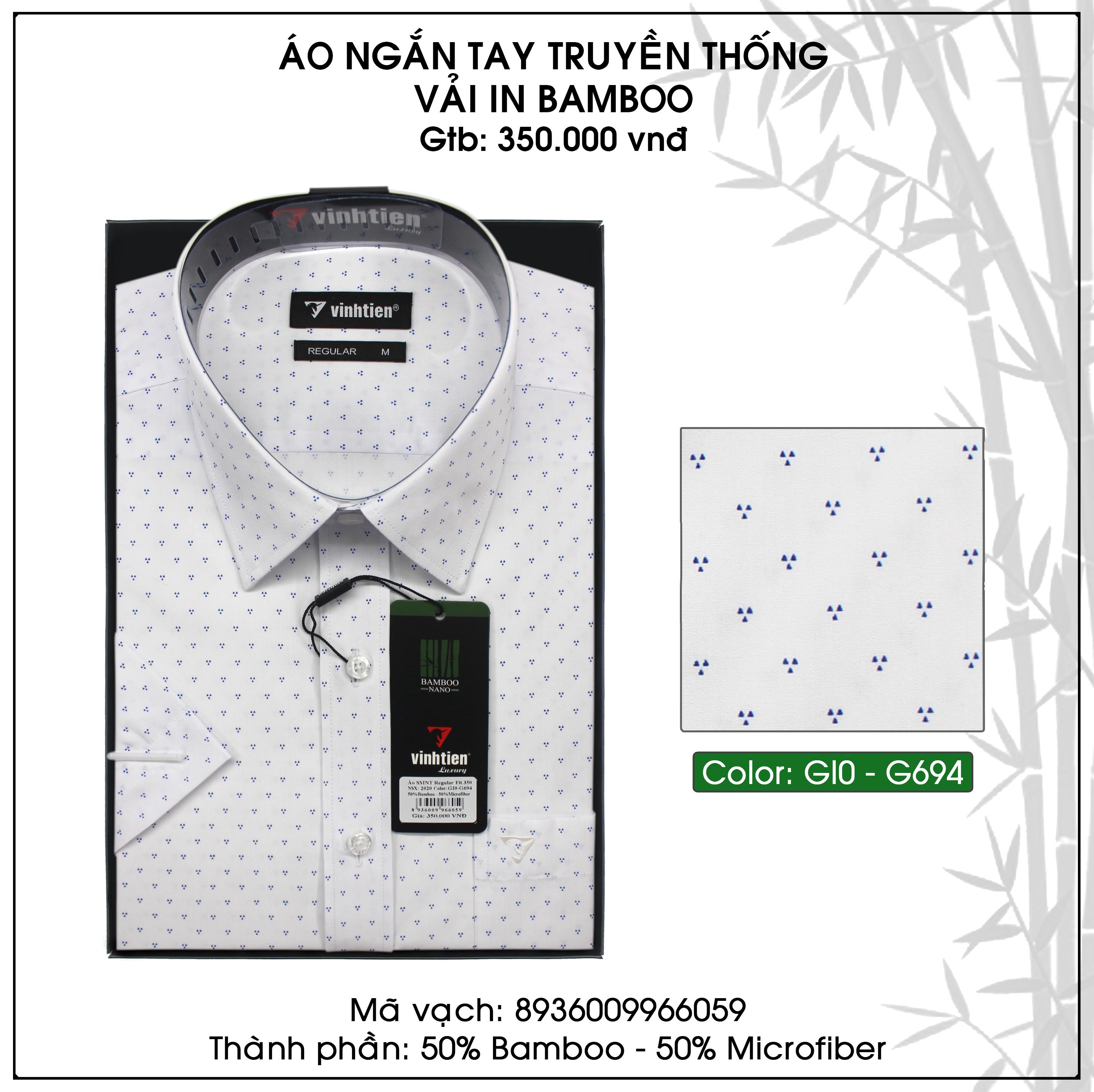 Áo sơ mi cộc tay bamboo dáng regular vĩnh tiến g694