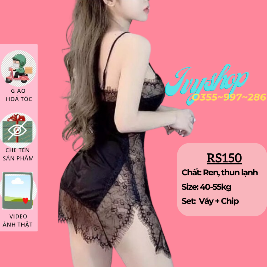 Váy ngủ nữ 2 dây phối ren tôn dáng sexy gợi cảm, Đầm ngủ ren sườn Quảng Châu cao cấp - MÃ RS150