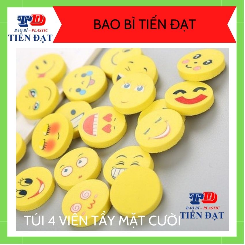 Túi Gồm 4 Viên Tẩy Mặt Cười (Tẩy Hình Mặt Cười); BAOBITIENDAT