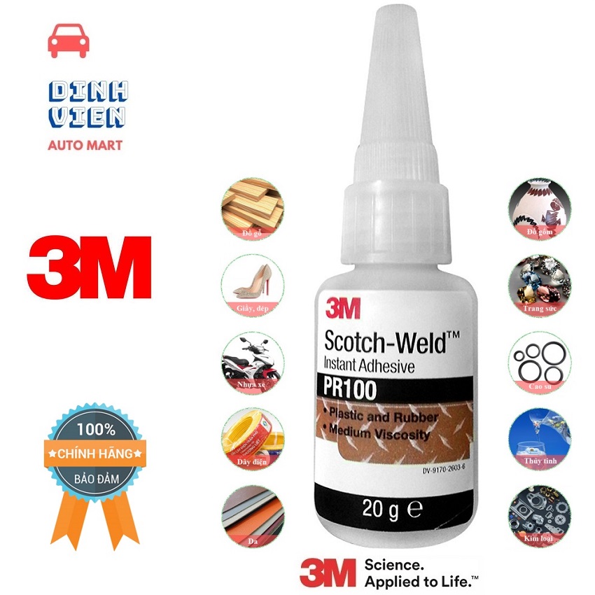 [HCM][ SIÊU BỀN] Keo Siêu Dính 3M PR100 Scotch-Weld Plastic & Rubber Instant Adhesive 20g - DV AUTO MART