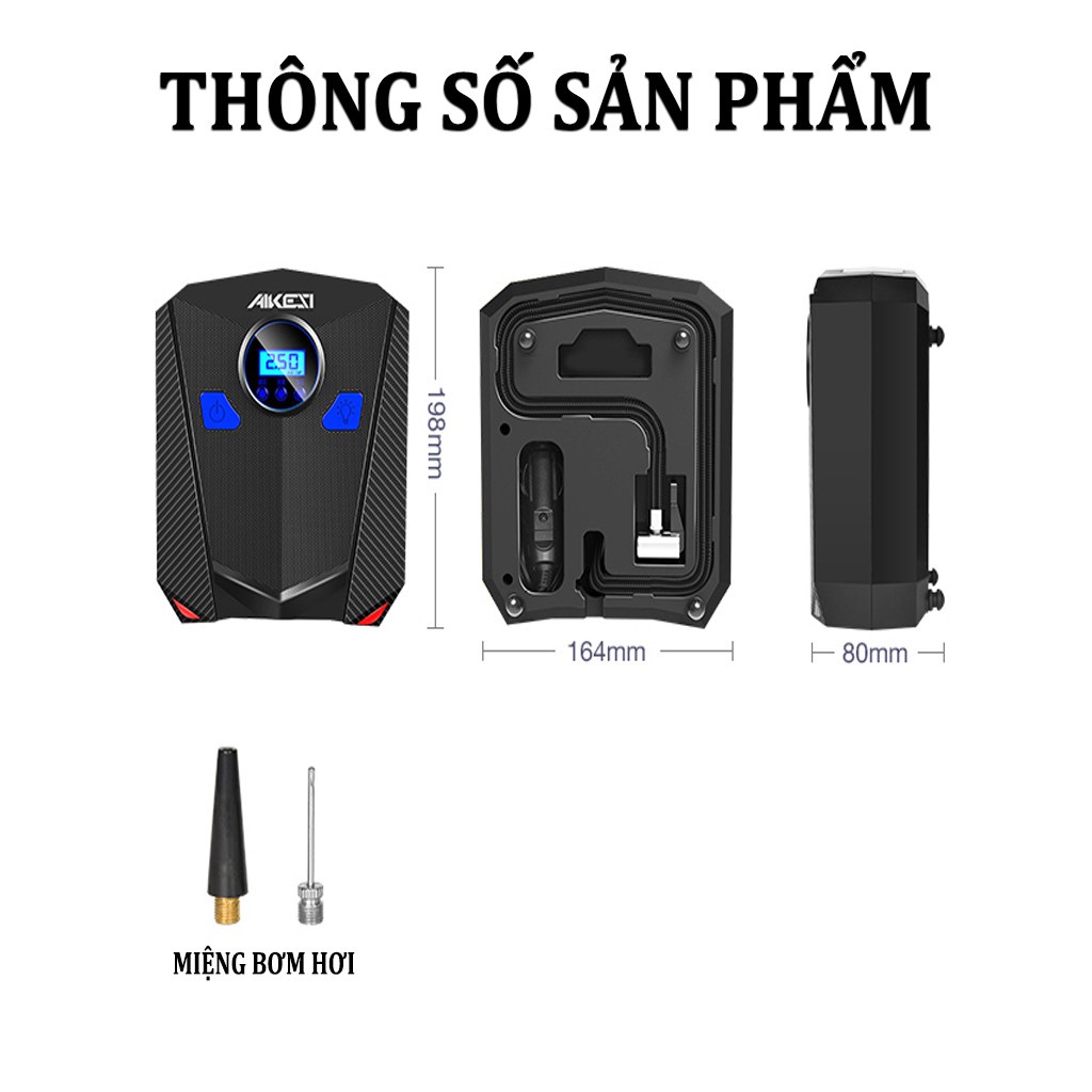 Bơm lốp thông minh AIKESI cho xe ô tô (Tự động ngắt theo cài đặt)