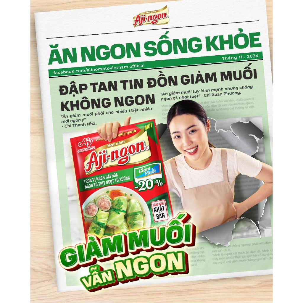 Combo 3 gói Hạt nêm Aji-ngon® Heo giảm muối 150g/gói - Hình ảnh 5