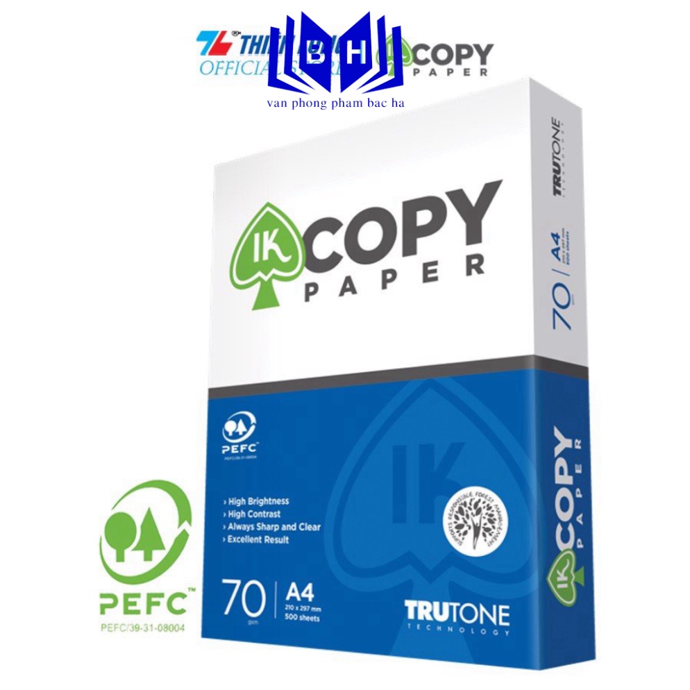 Giấy A4 70 gsm IK Copy (500 tờ) - Hàng nhập khẩu Indonesia (1 Ream)