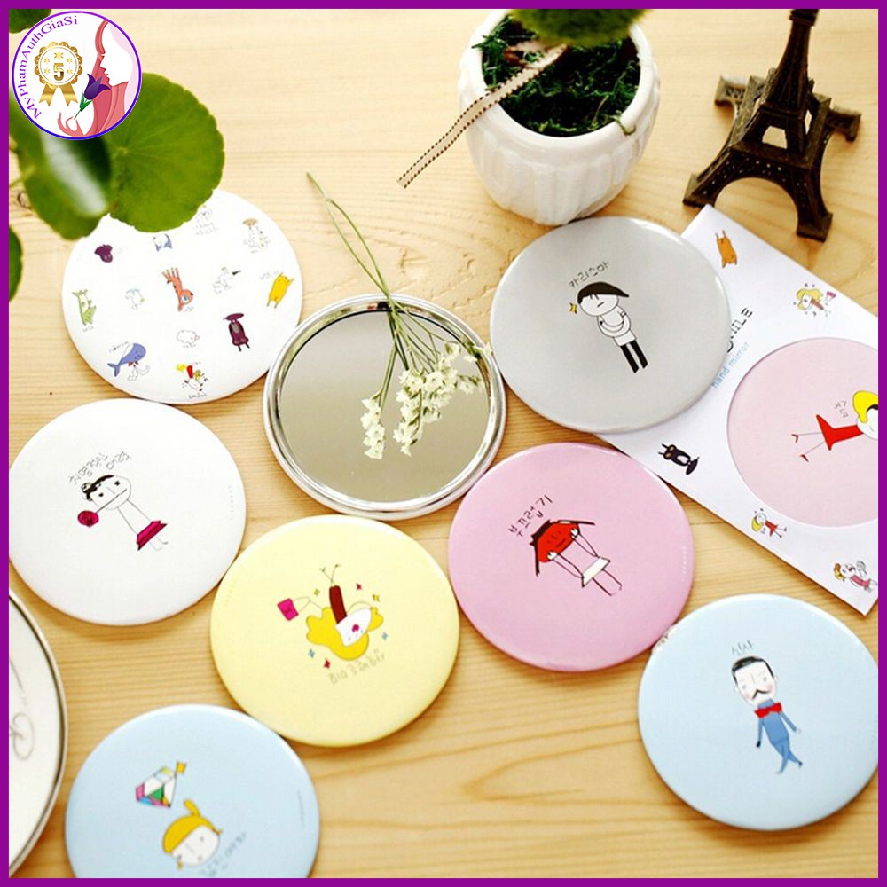 [HCM]Gương Trang Điểm Mini HAPPY SMILE Hand Mirror