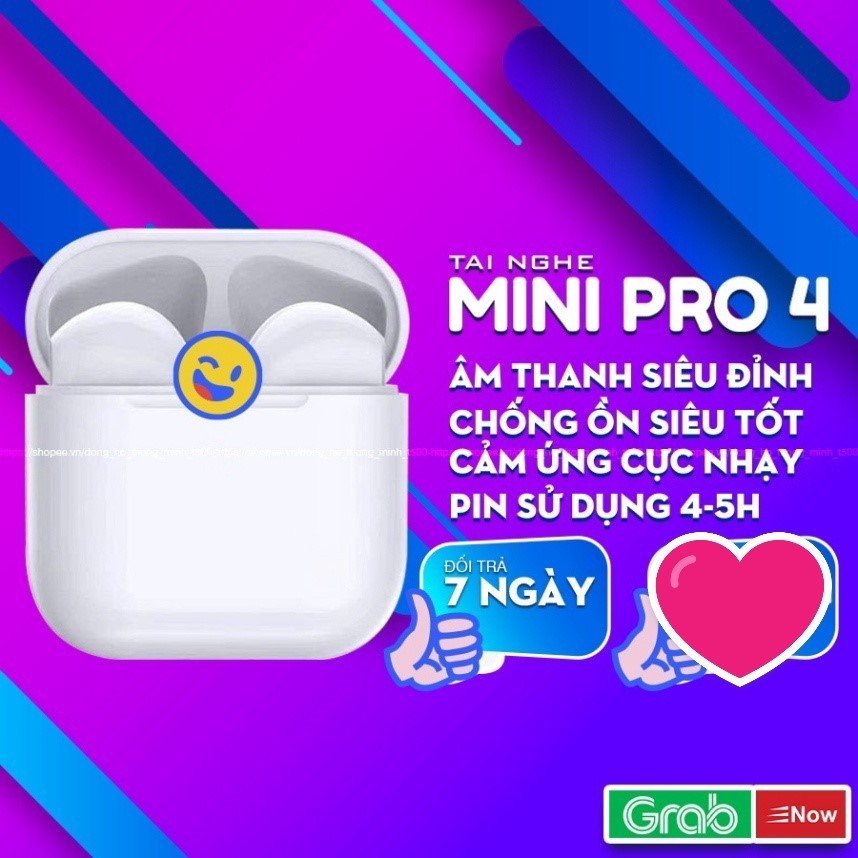 Tai nghe bluetooth không dây Inpods PRO 4 - Tự động kết nối khi mở nắp máy - Nghe nhạc cực êm - BẢO HÀNH 1 ĐỔI 1