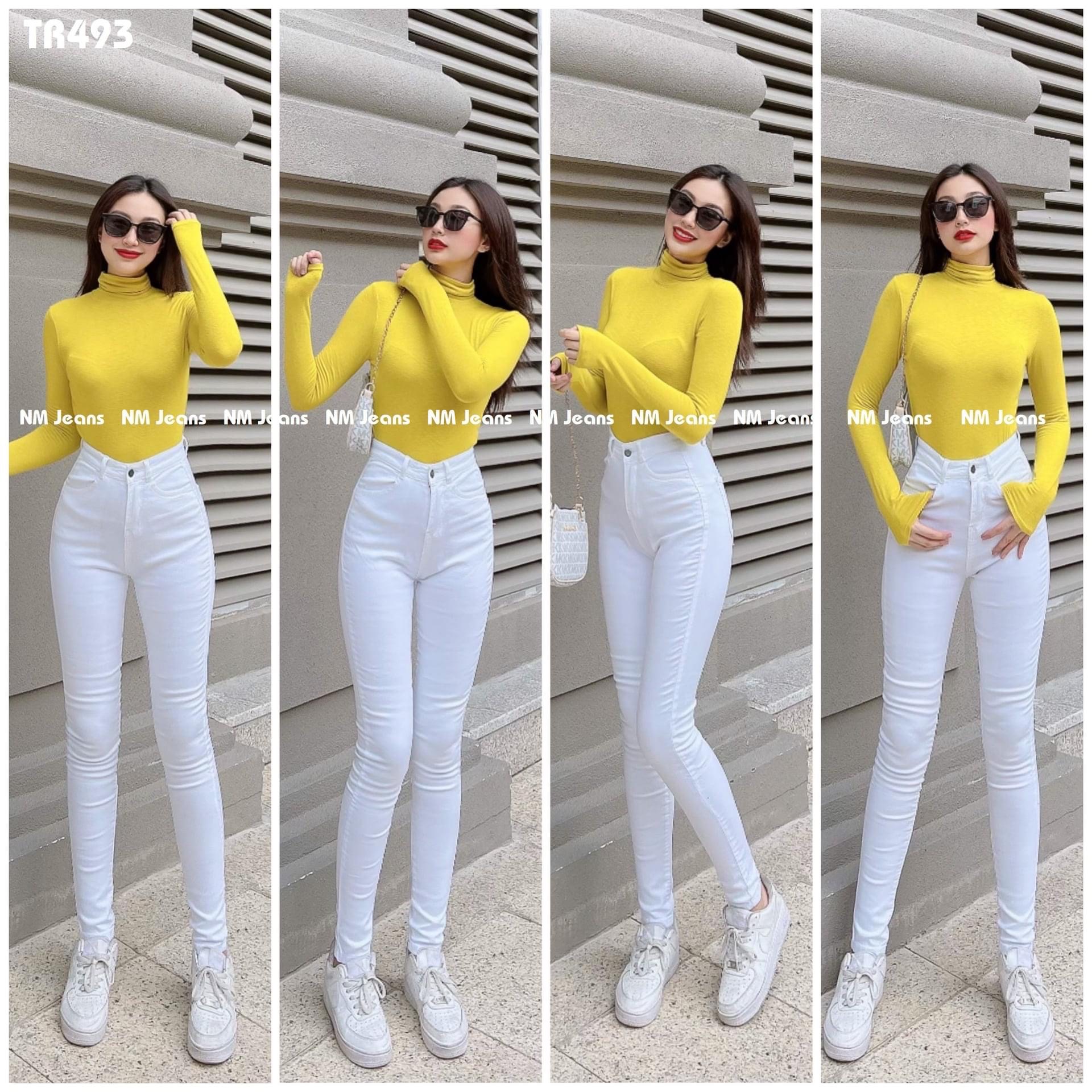 Quần trắng nữ quần jeans nữ phong cách genz dong phuong fashion