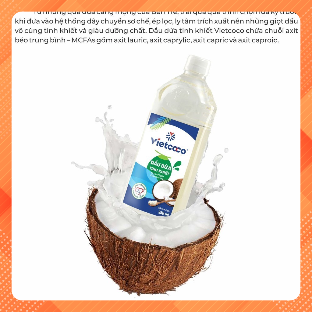 Dầu dừa tinh khiết Vietcoco - chai pet 250ml