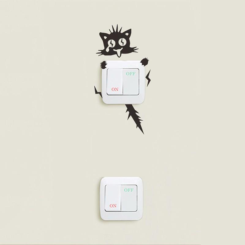2 bộ decal dán tường - trang trí ổ điện hình mèo