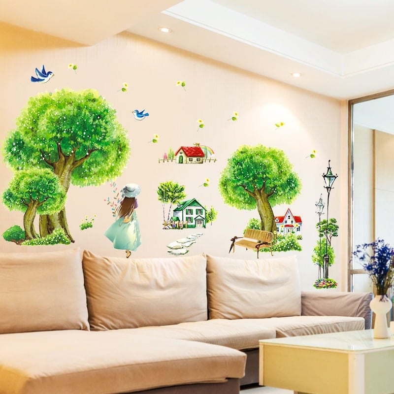DECAL DÁN TƯỜNG GIÀN KHỈ VÀ KHU VƯỜN MỘNG MƠ