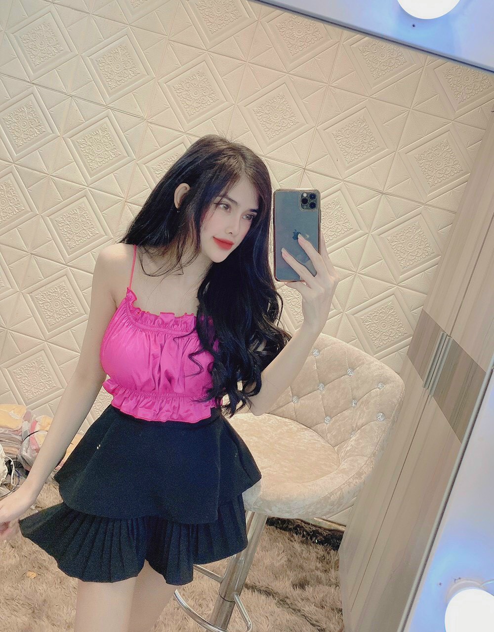Áo kiểu croptop bèo hở lưng đan dây cực xinh , chất lụa mềm mịn