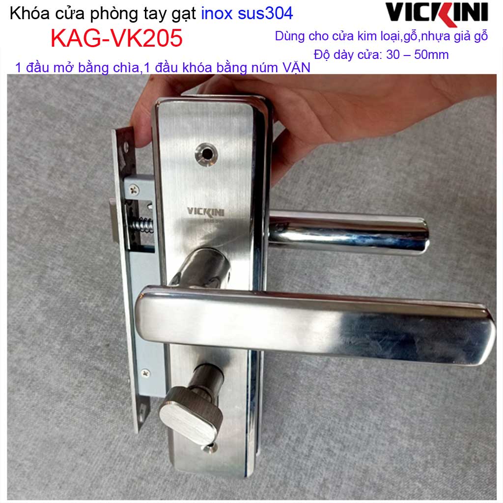 [HCM]Khóa tay gạt Vickini KAG-VK219 khóa tay gạt 1 đầu vặn 1 đầu chìa khóa phòng tay gạt trọn bộ