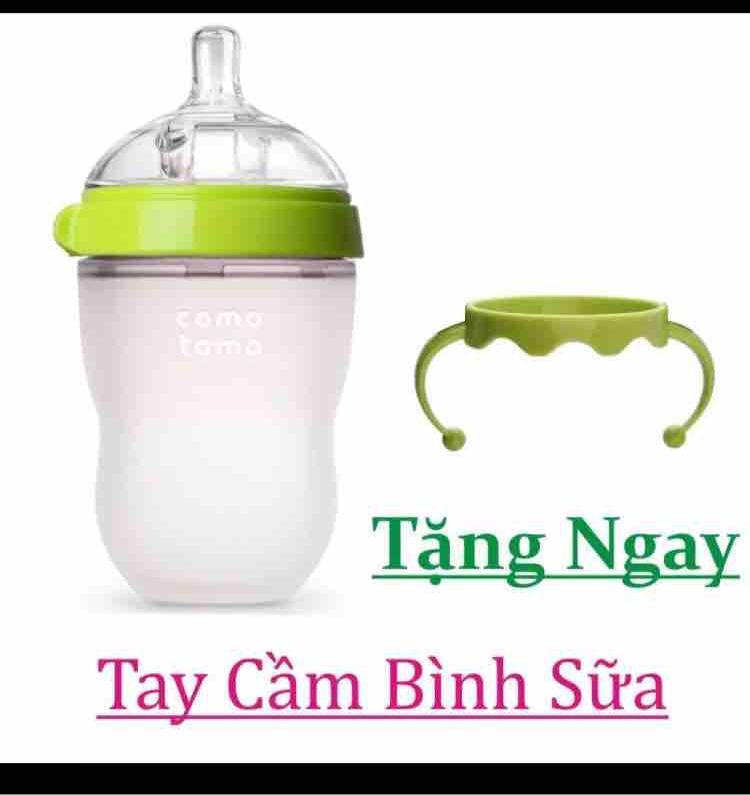 Bình sữa comotomo 250ml siêu mềm cho bé- tặng tay cầm cho bé