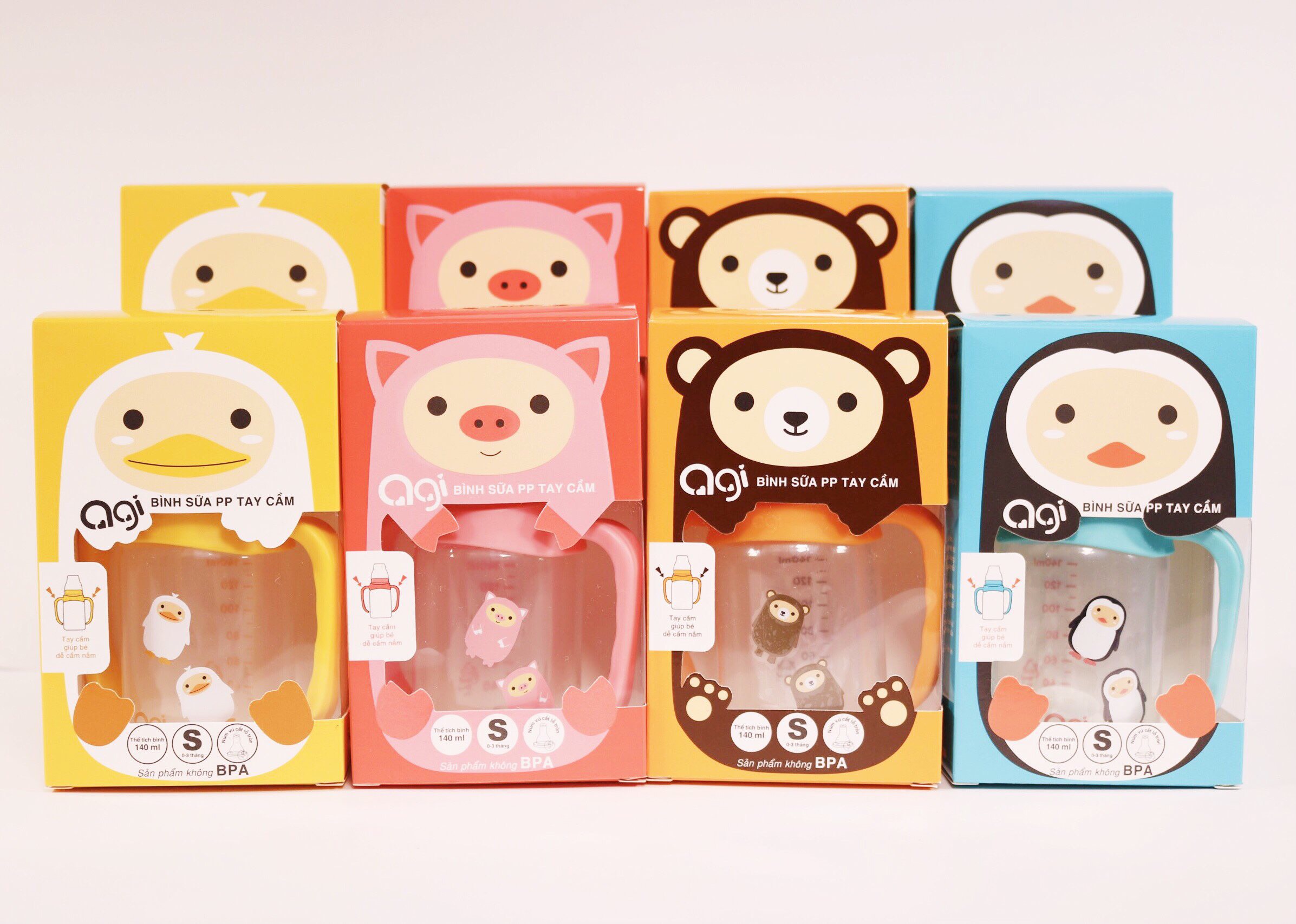 Bình sữa Agi  PP có tay cầm 140ml - 250ml (MẪU MỚI)