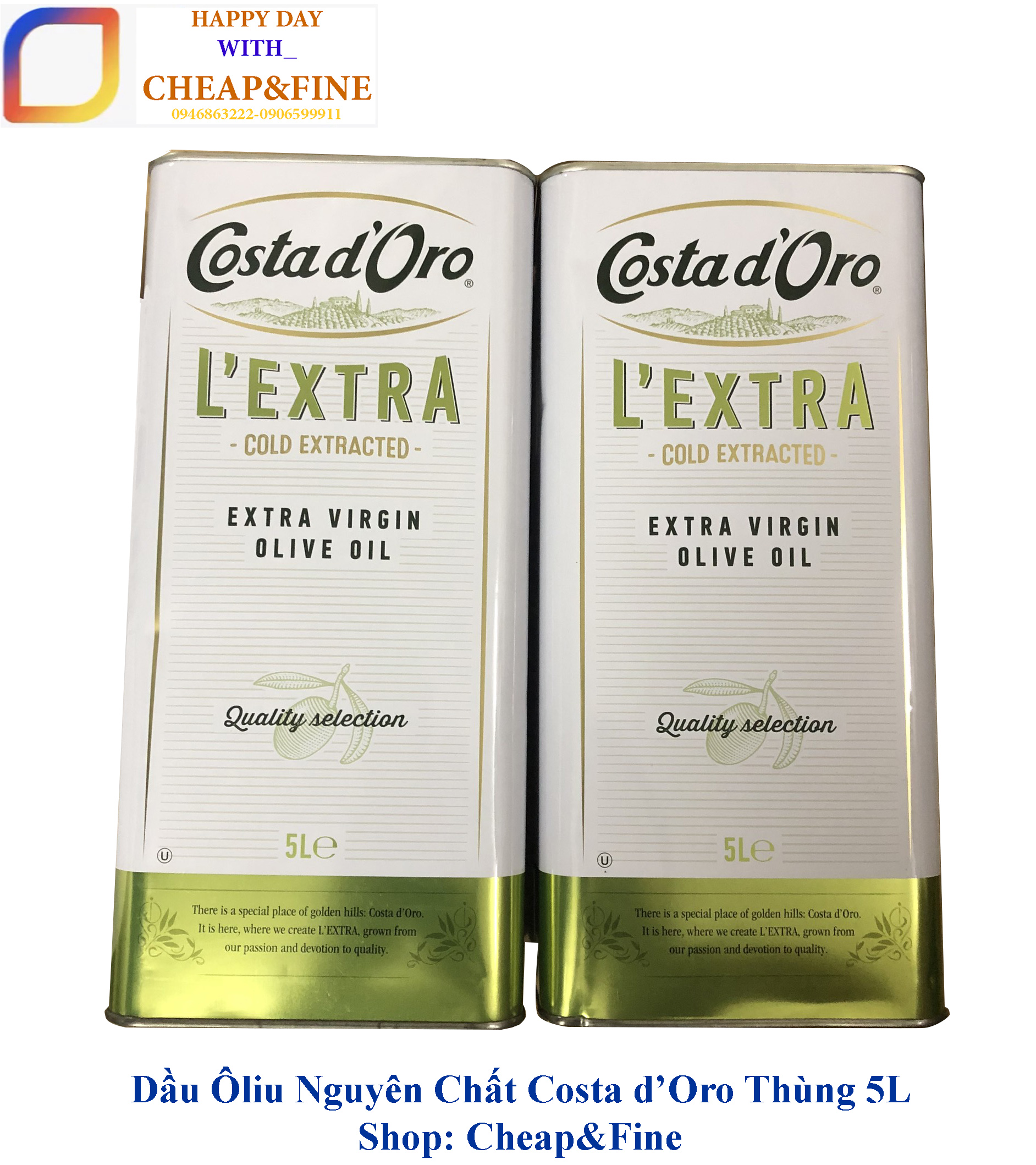 Dầu Oliu Olive Extra virgin Costa doro thùng 5L - Cheap&Fine