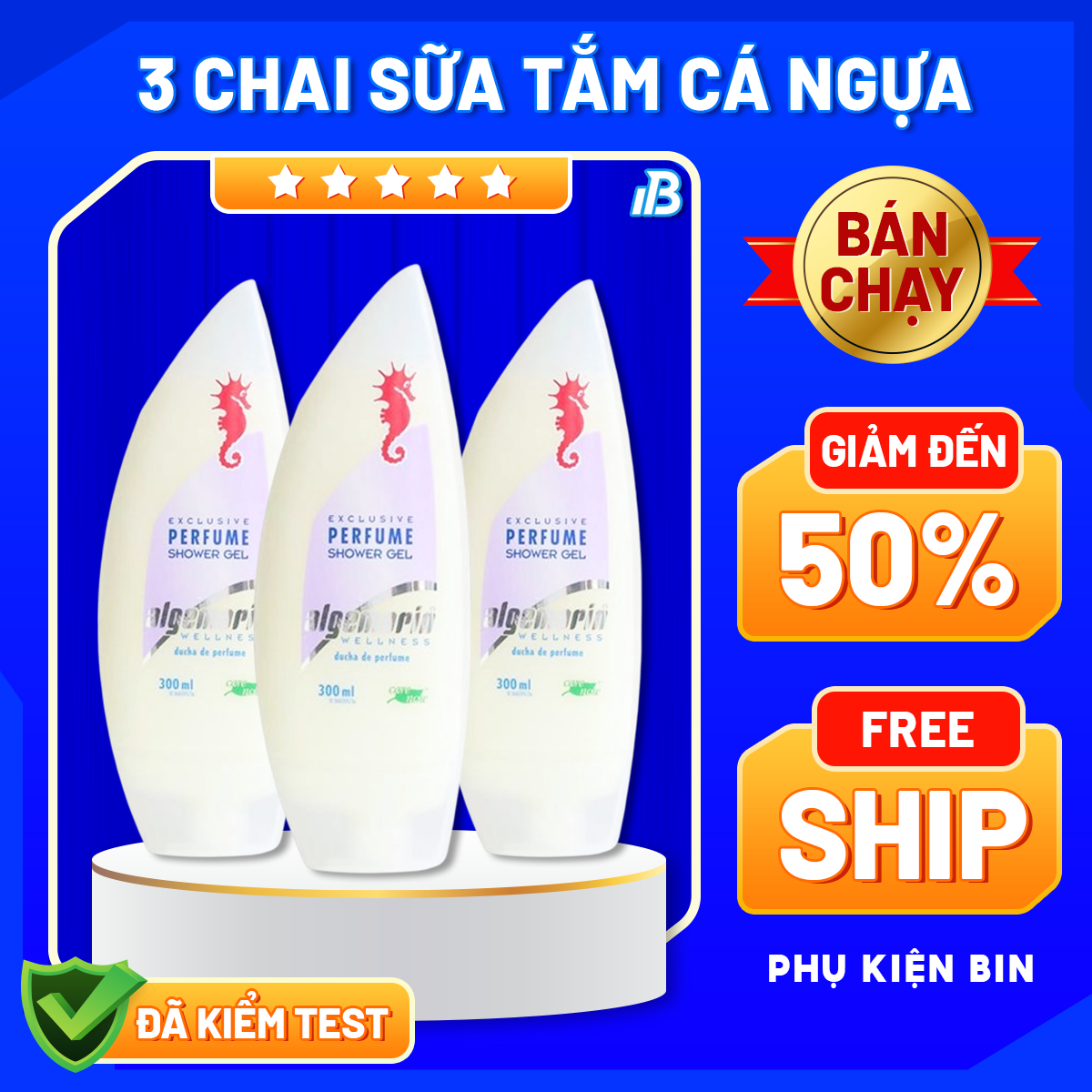 Sữa tắm cá ngựa chuẩn hàng đức - 300ml/chai - dưỡng ẩm - săn chắc da - sáng mịn da