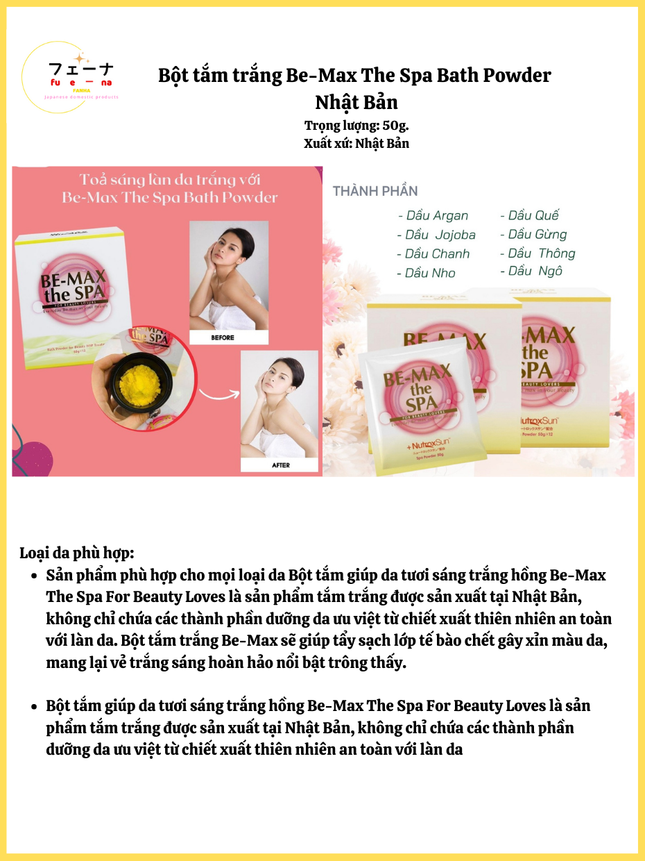 Bột tắm trắng Nhật Bản Be-Max chuẩn SPA