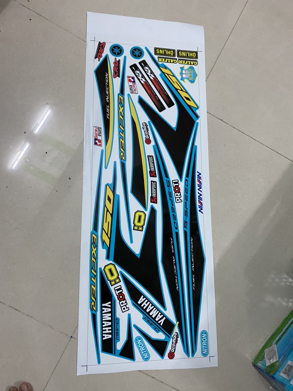 Tem rời exciter 150 xanh đen