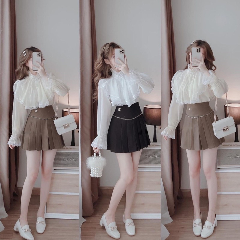 Áo sơ mi tiểu thư 2 lớp - phối cổ ren- kiểu đáng quý tộc