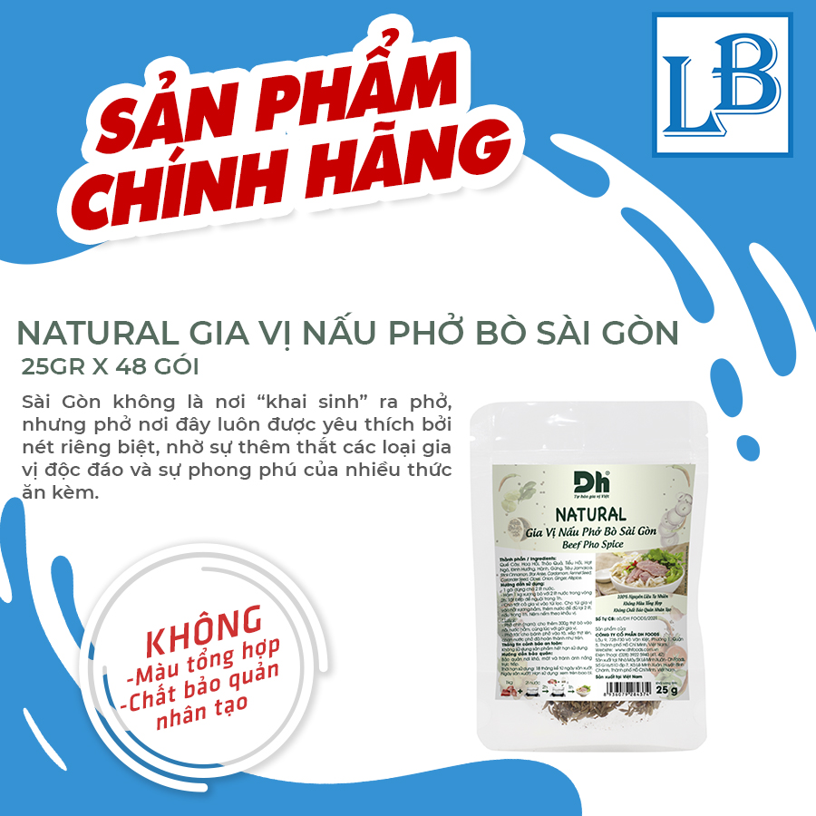 [HCM]Natural Gia vị nấu Phở bò Sài Gòn Dh Foods (Túi 25gr)