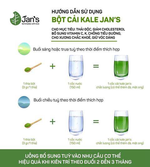 Bột cải kale Jan’s mới 20 gói tiện dụng