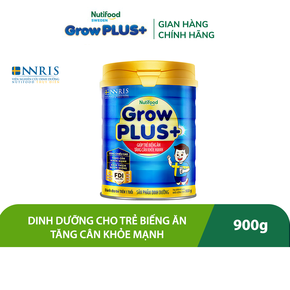 Sữa Bột Nutifood GrowPLUS+ Biếng Ăn (Xanh) - Hỗ Trợ Kích Thích Ngon Miệng, Tăng Cân Khỏe Mạnh (Lon 900g)