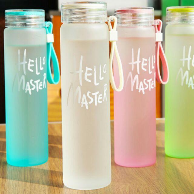 Bình đựng nước thủy tinh dây xách Hello Master 500ml