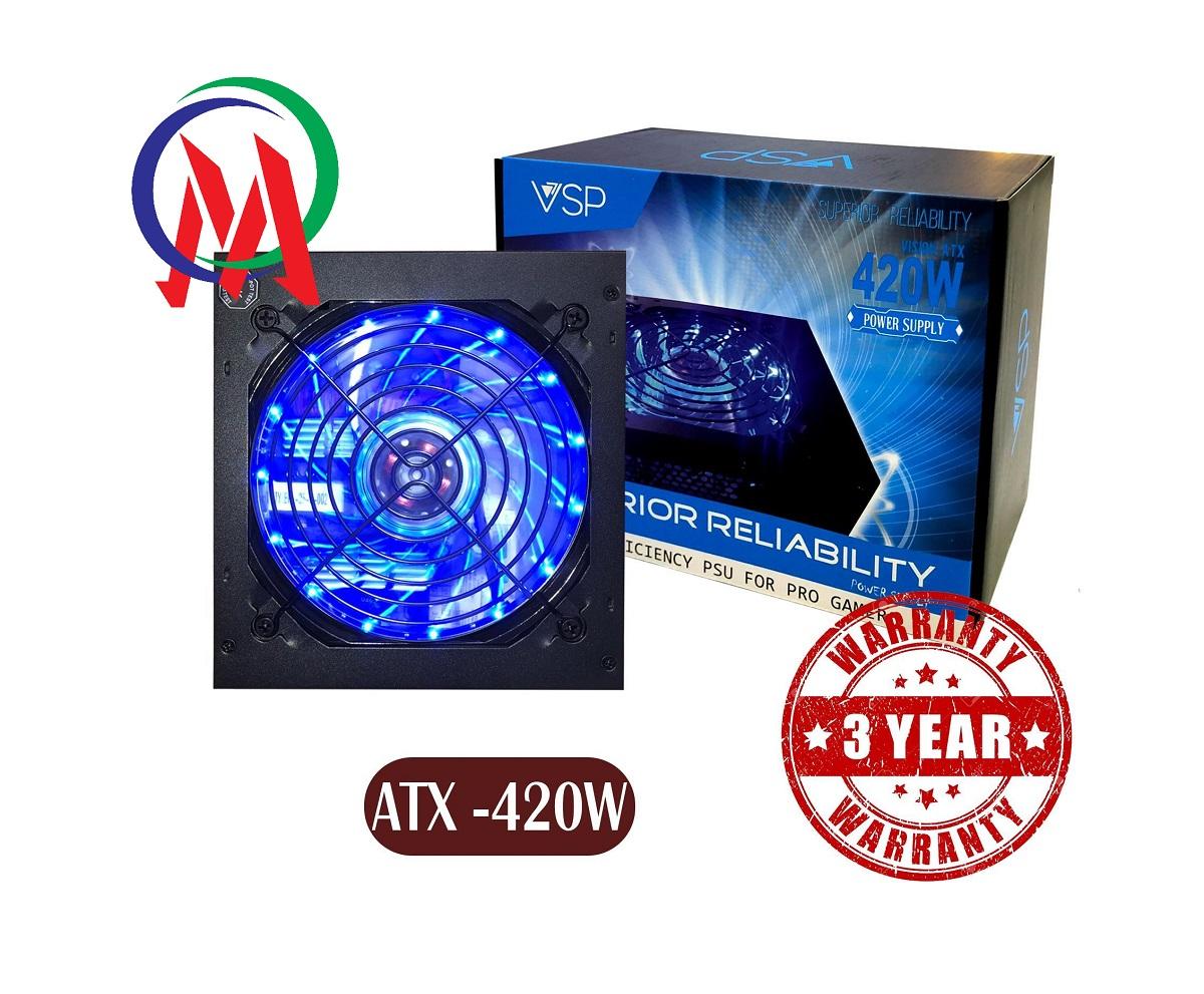 [HCM][Tặng kèm dây nguồn + Bh 36 tháng] Nguồn máy tính VSP 420W có đèn Led Full Box Công suất thực