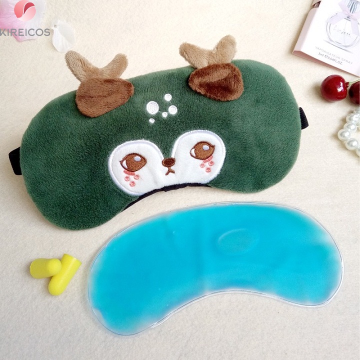 [HCM]Bịt Mắt Ngủ Miếng Che Mắt Ngủ Hình Nai Kute Có Túi Gel - kireicos