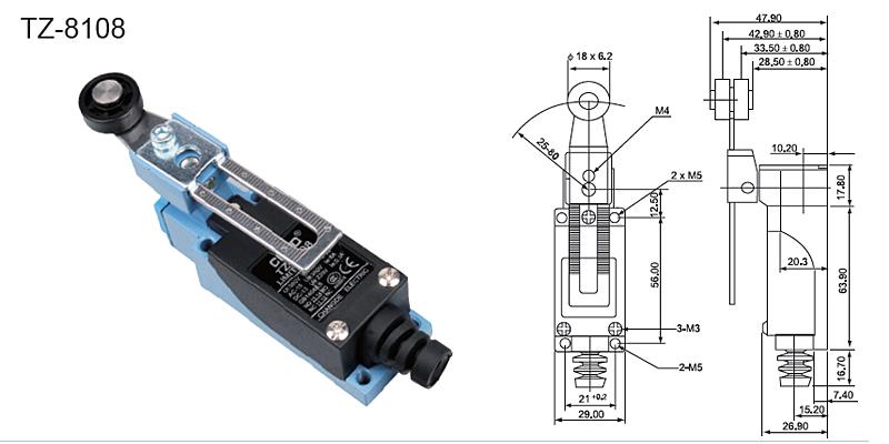 Công tắc hành trình tz-8108 cntd 6A-250vac