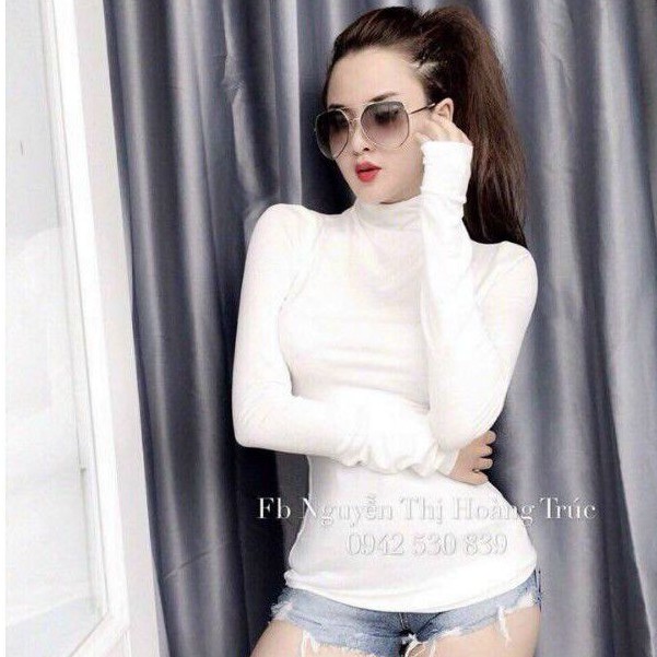 Áo Thun Body Cổ Lọ Tay Dài Vảo Lụa Mát