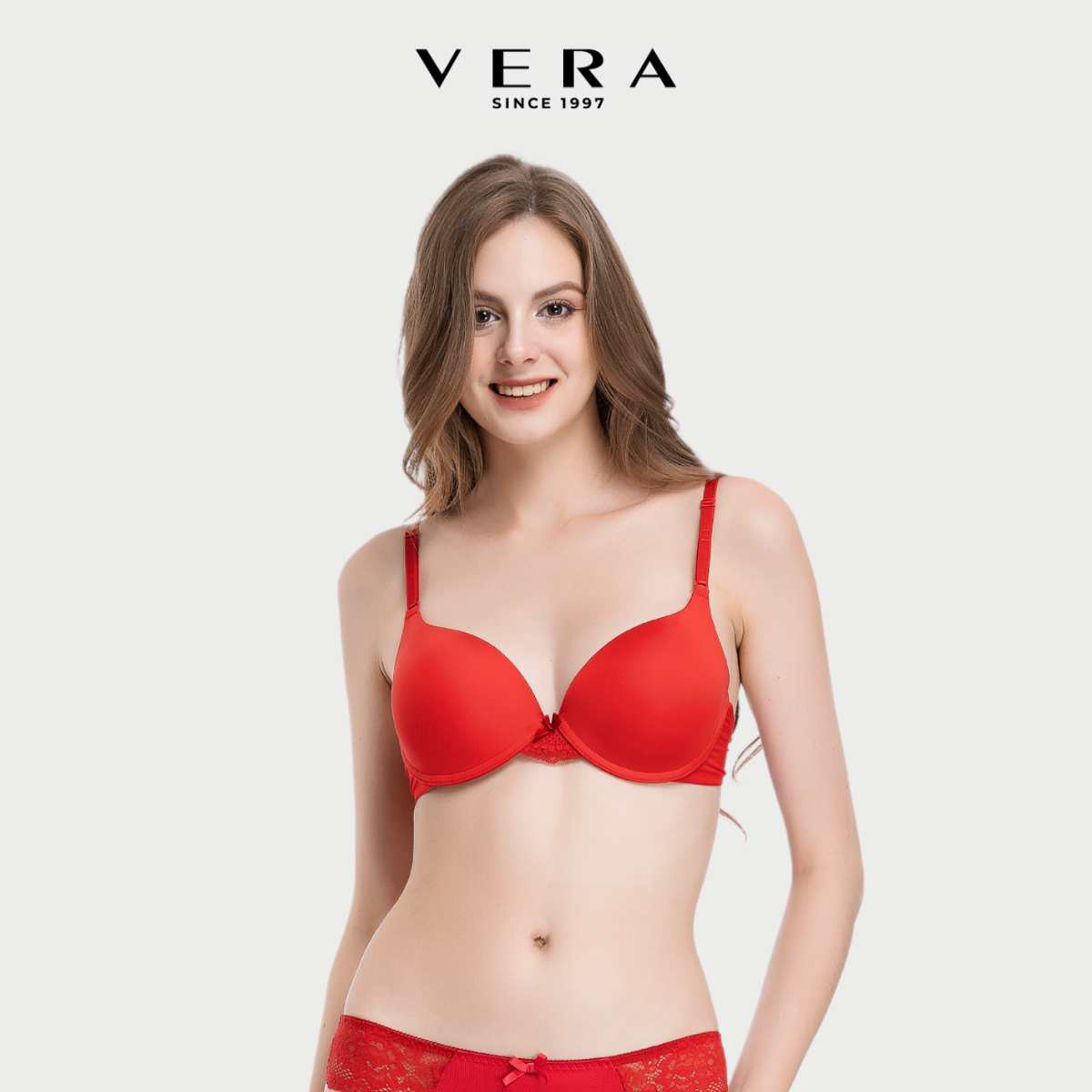 Áo ngực mold cup 3/4 mút dày vera microfiber phối ren - v6301