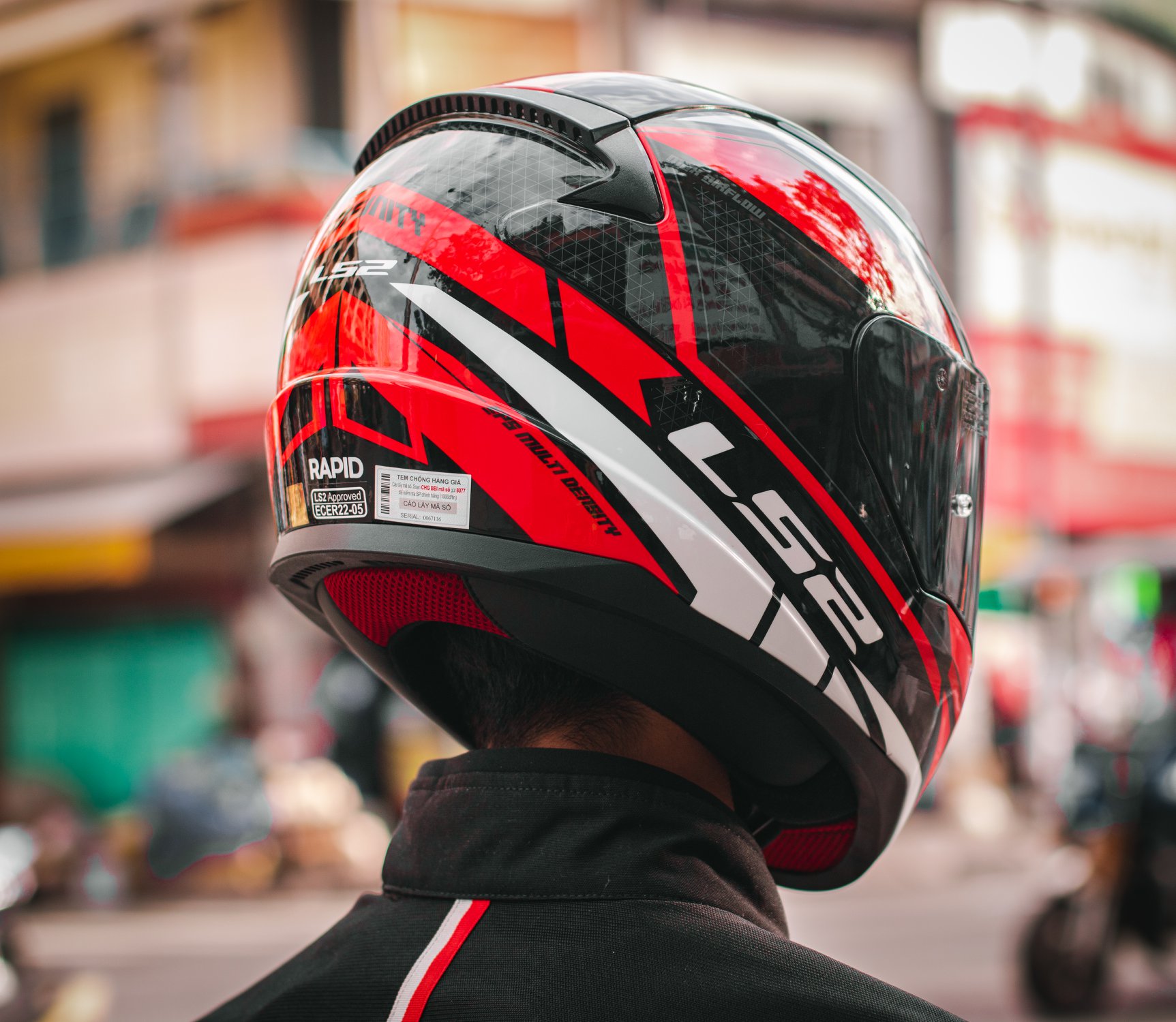 [CHÍNH HÃNG] MŨ BẢO HIỂM FULLFACE LS2 FF353 RAPID TRẮNG ĐỎ ( Tặng kèm khăn trùm ninja )