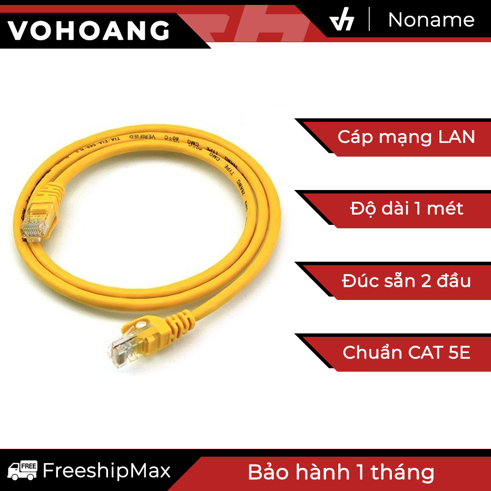 Cáp mạng lan 1m đúc sẵn 2 đầu chuẩn cat 5e 24awg
