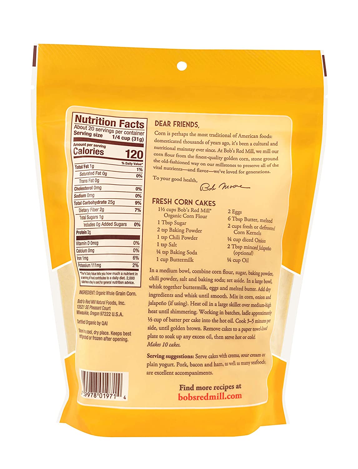 [Hoàn Tiền 15%]Bột Bắp Hữu Cơ Bob's Red Mill Organic Corn Flour