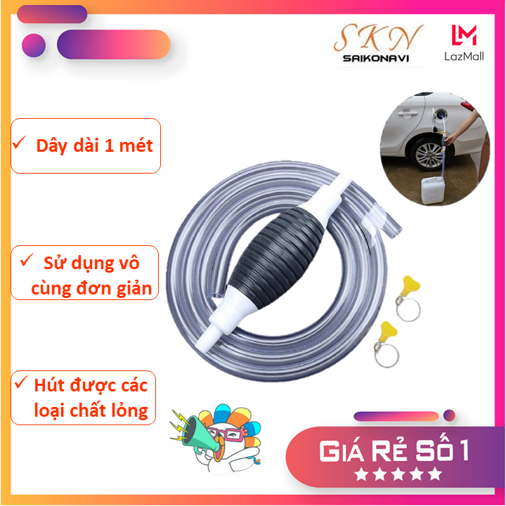 Bộ dụng cụ bơm hút chất lỏng xăng dầu - bộ ống bơm hút chất lỏng đa năng bóp tay