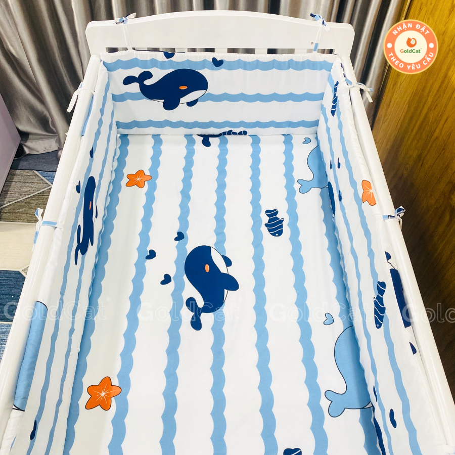 Quây cũi cho bé Goldcat kèm ga vải bọc đệm, chất thô lụa mềm mịn, đa dạng kích thước, màu sắc- Sử dụng cho mọi loại cũi