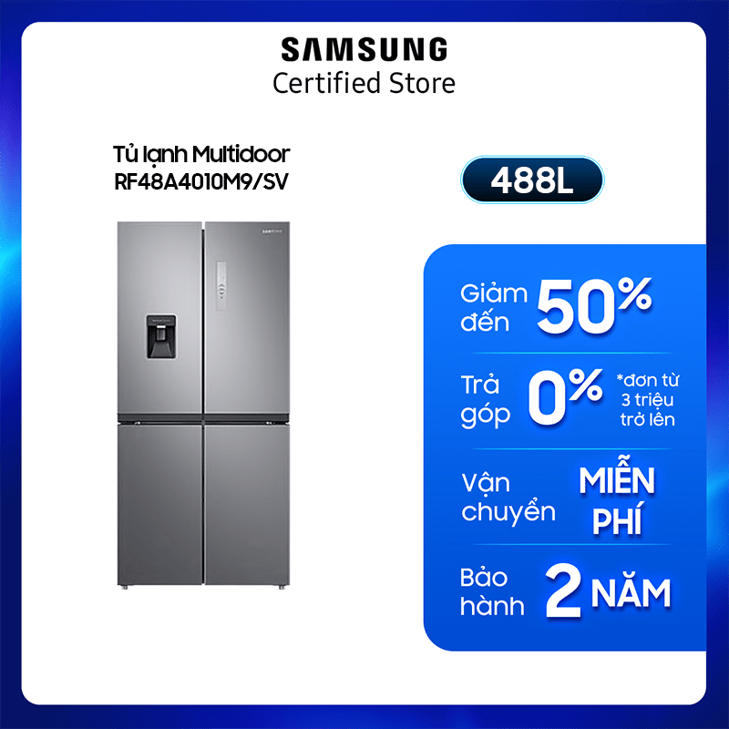 [Chỉ Giao + Lắp Hà Nội] Tủ lạnh Samsung Inverter 488 lít RF48A4010M9/SV