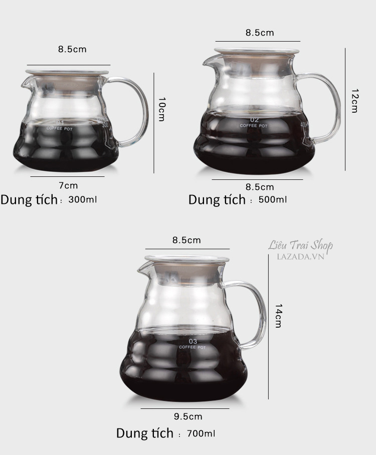 Bình lắc cafe cà phê có ngấn thuỷ tinh bình mây bình pour over bình pha chế bình lắc coffee server