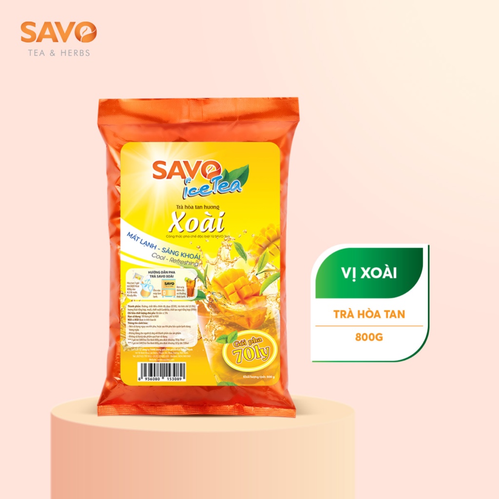 Trà Xoài Hòa Tan SAVO (Mango Icetea) - Túi 800g