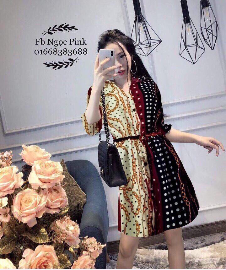 Đầm sơ mi from dài chất lụa-MTB